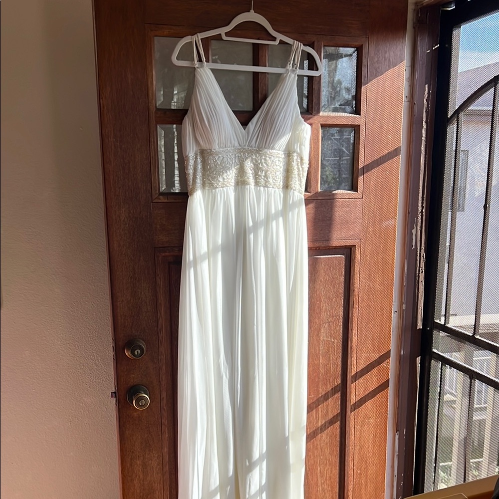 Oleg Cassini adjustable strap beaded bodice wedding dress